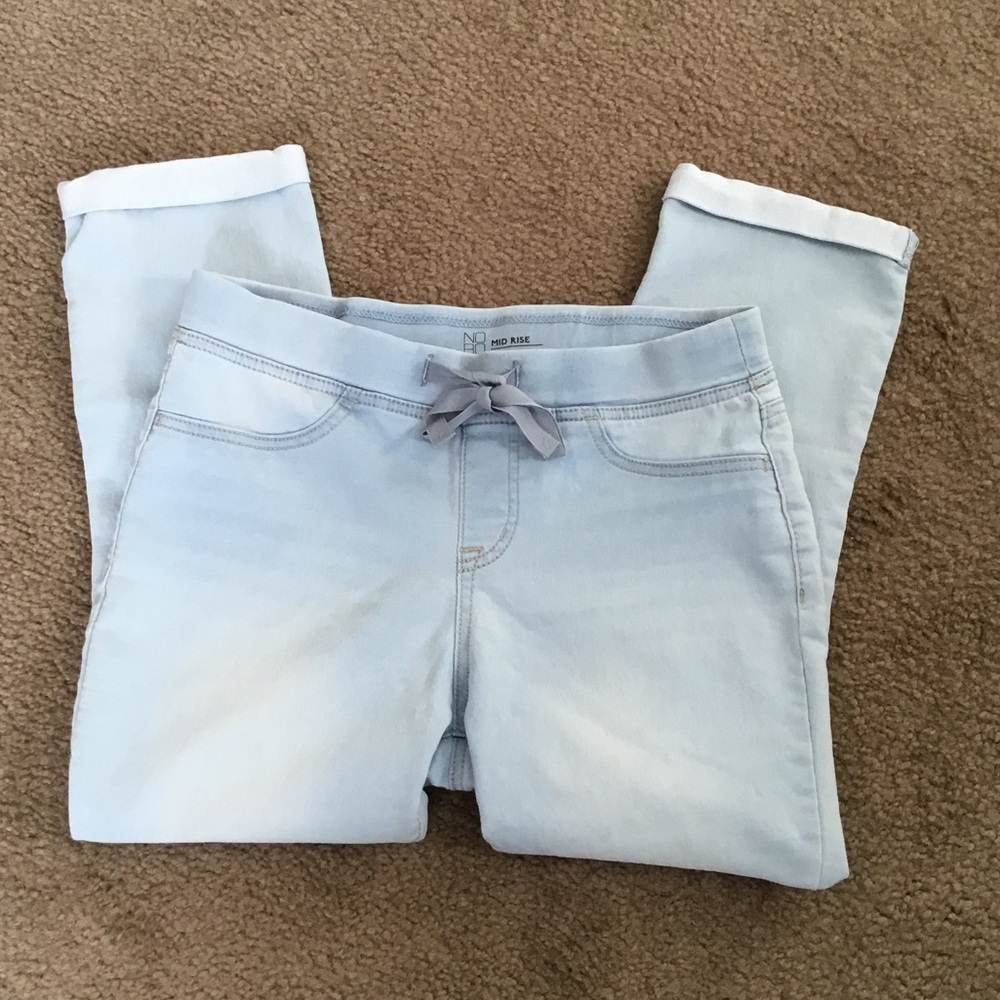 NOBO Boho Cropped Cottage Lightwash Women's Mid Rise Tie at waist Size M
